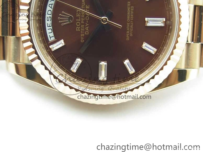 Best AAA Replica Sites Dial 40mm 904 New Version RG Bracelet Bold 228239 2825 President A Crystal Markers Day-Date on RG BP Brown Dial T 0118